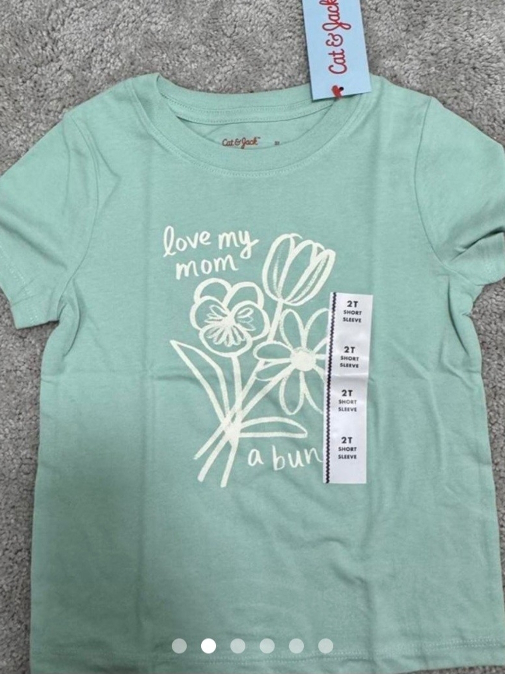 Cat & Jack Mint Green 'Love My Mom' Short Sleeve Tee